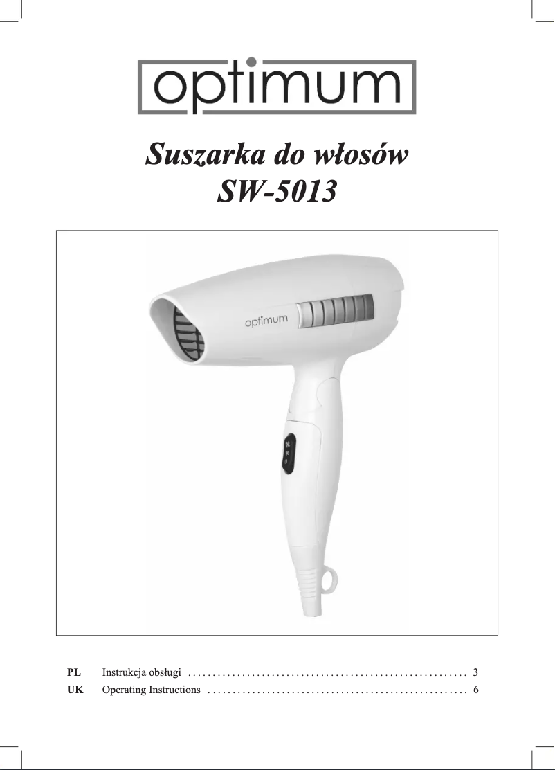 Page 1 de la notice Manuel utilisateur Optimum SW-5013