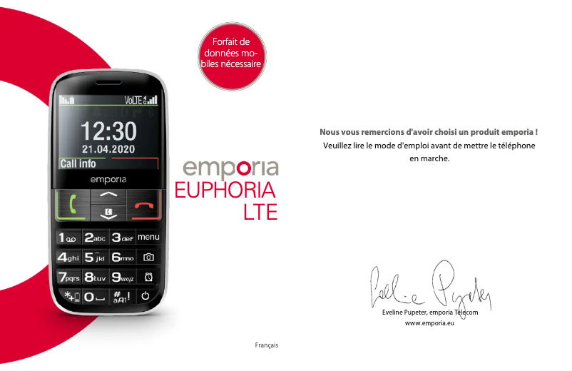 Image de la première page du manuel de l'appareil Euphoria LTE