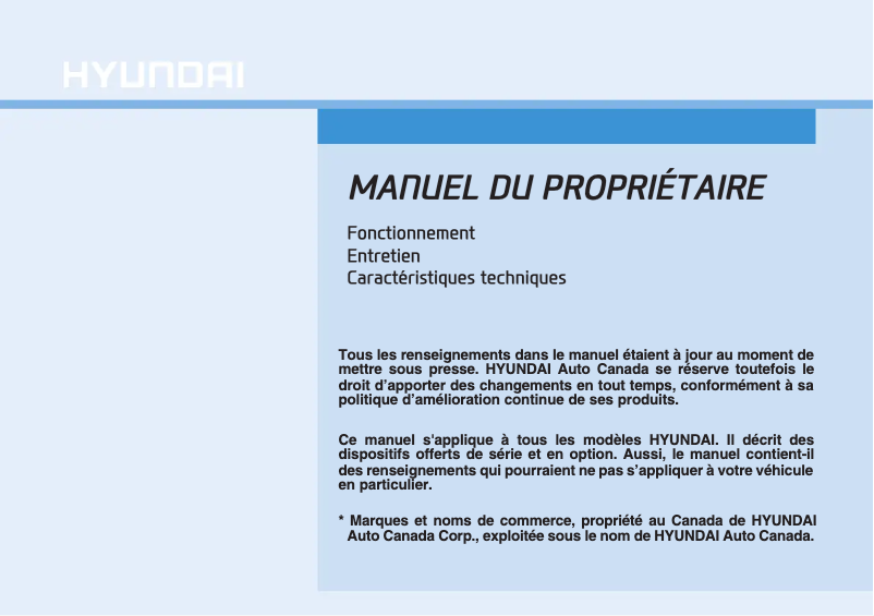 Page 1 de la notice Manuel utilisateur Hyundai Veloster (2016)