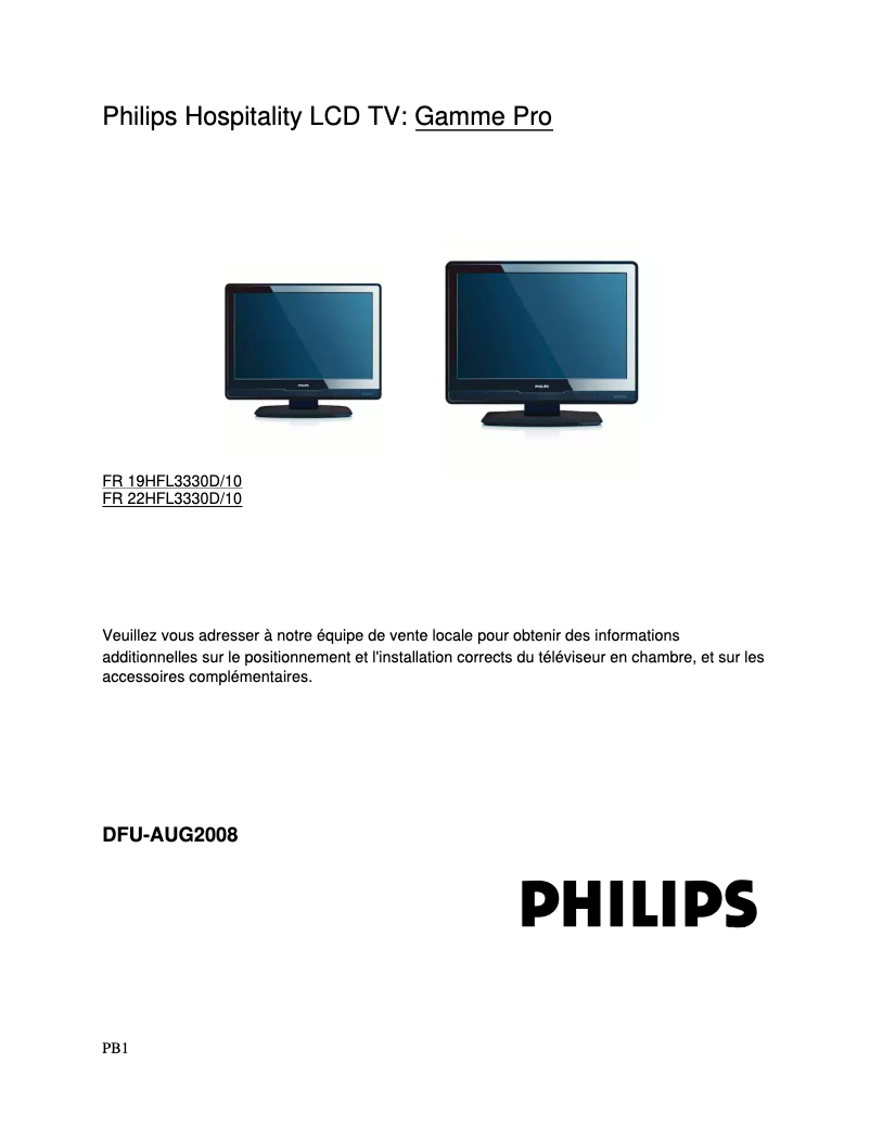 Image de la première page du manuel de l'appareil 22HFL3330D