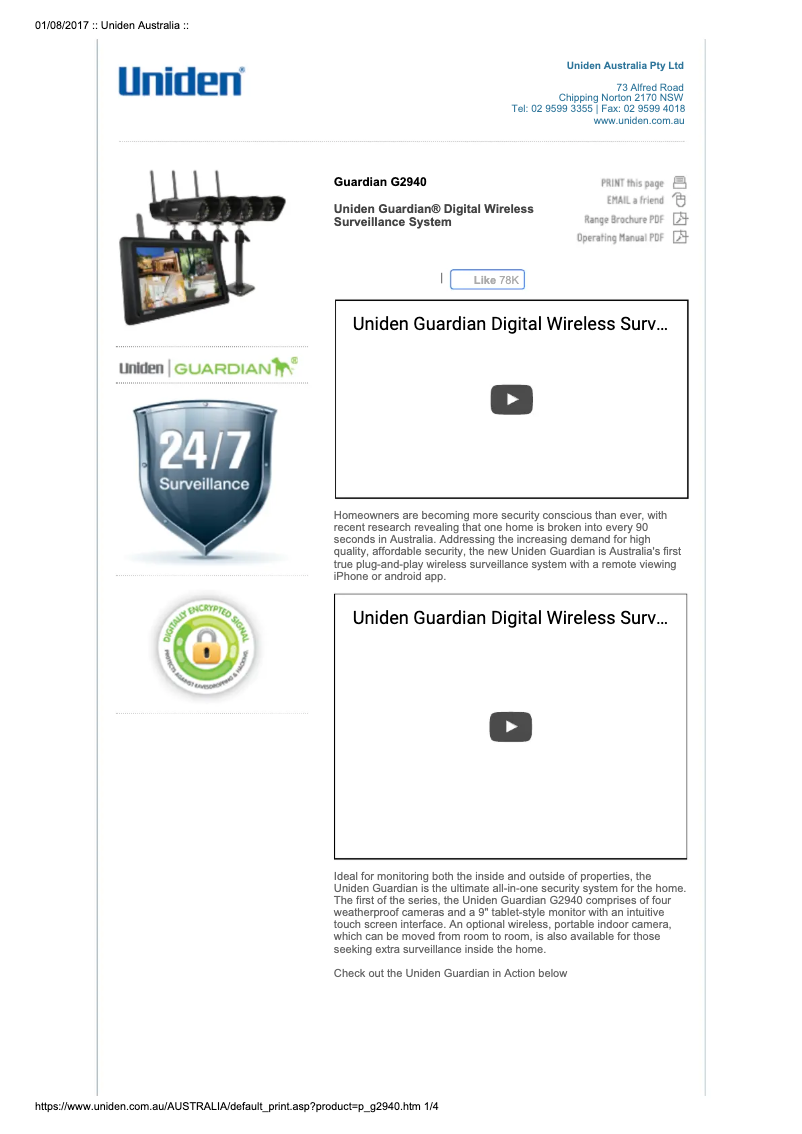 Image de la première page du manuel de l'appareil Guardian G2940