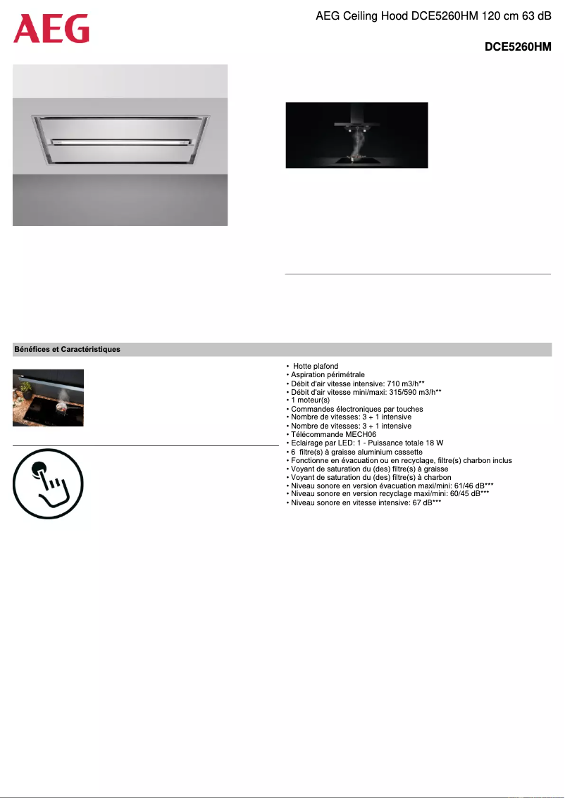 Página 1 del manual Ficha técnica AEG DCE5260HM