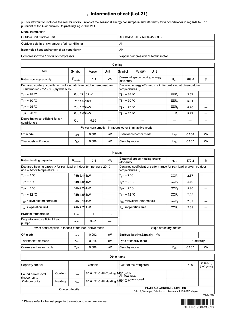 Image de la première page du manuel de l'appareil AOHG45KBTB