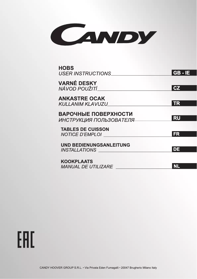 Page n°1 - Manuel utilisateur Candy PV750SN
