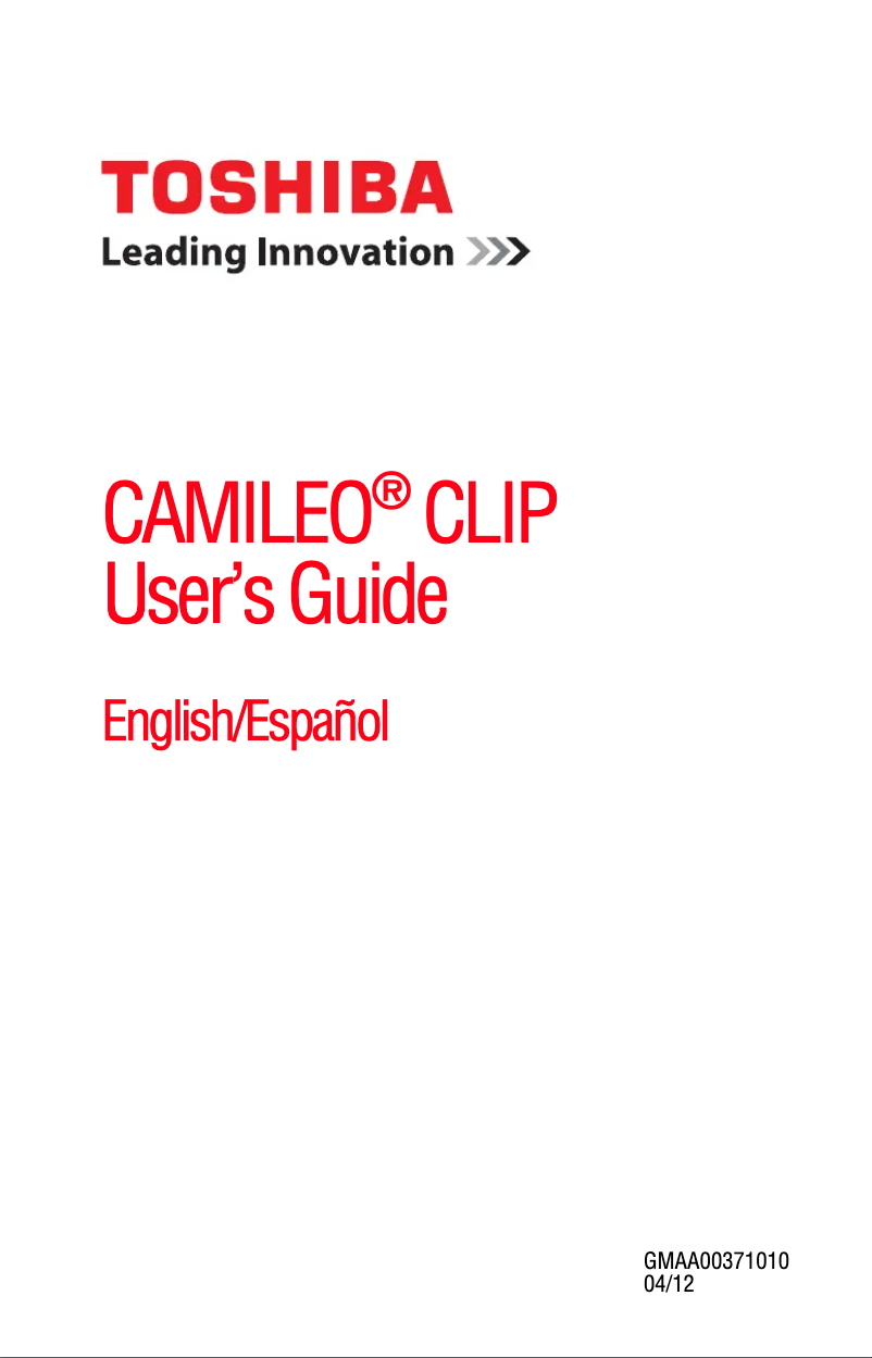 Page 1 de la notice Manuel utilisateur Toshiba Camileo CLIP