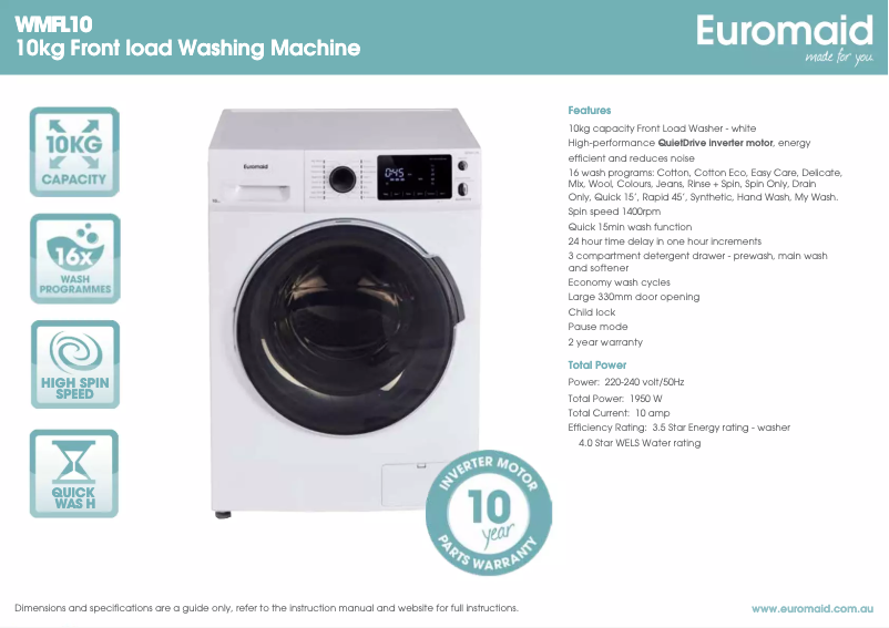 Image de la première page du manuel de l'appareil WMFL10