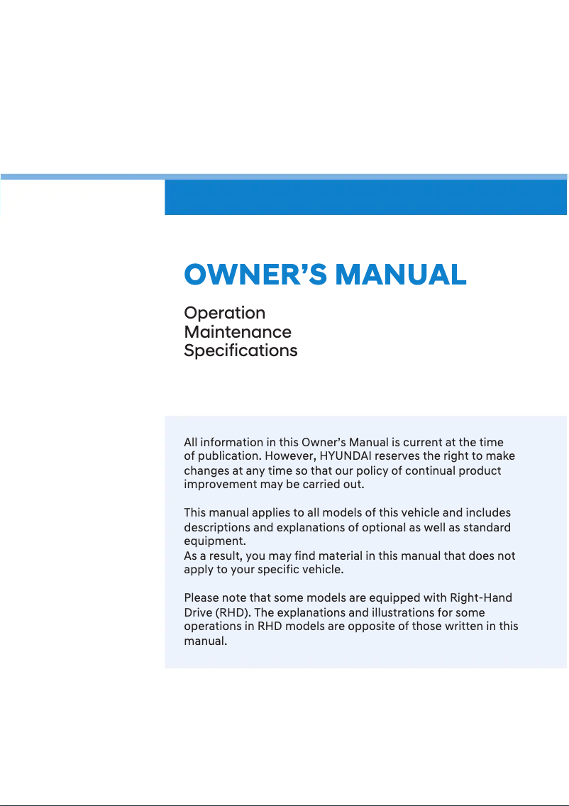 Page 1 de la notice Manuel utilisateur Hyundai Kona (2018)