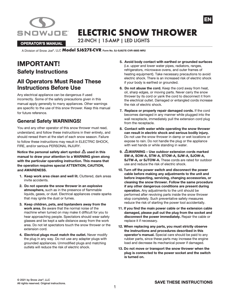 Image de la première page du manuel de l'appareil SJ627E-CVR