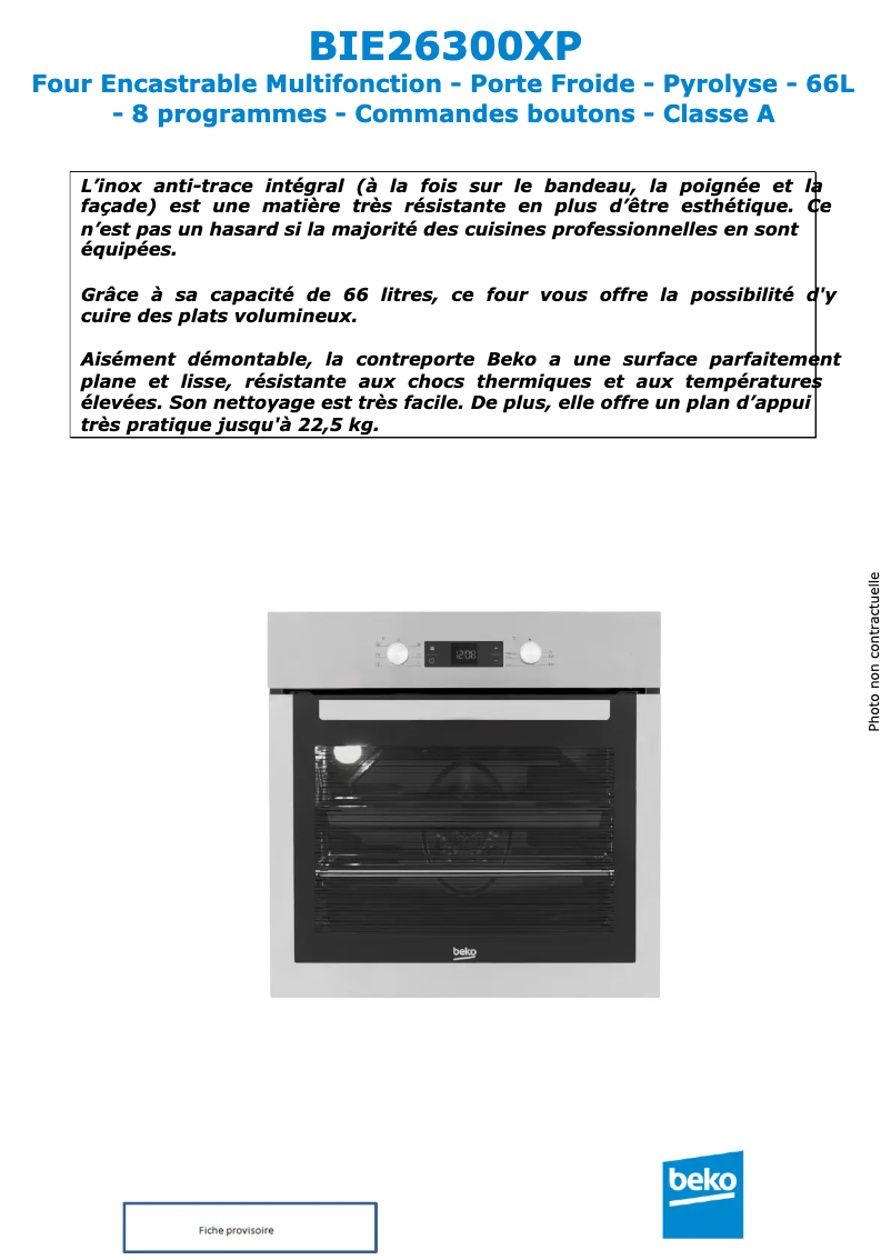 Page n°1 - Manuel utilisateur Beko BIE26300XP
