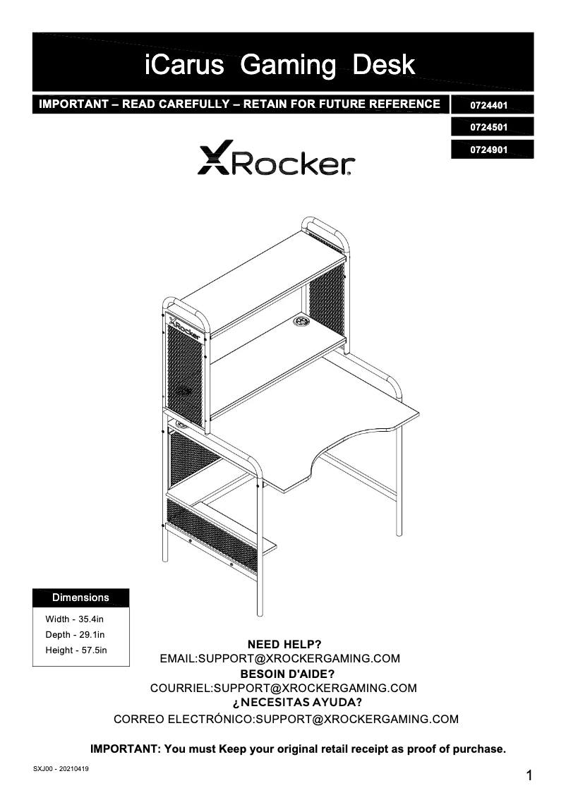 Page 1 de la notice Manuel utilisateur X Rocker iCarus V2