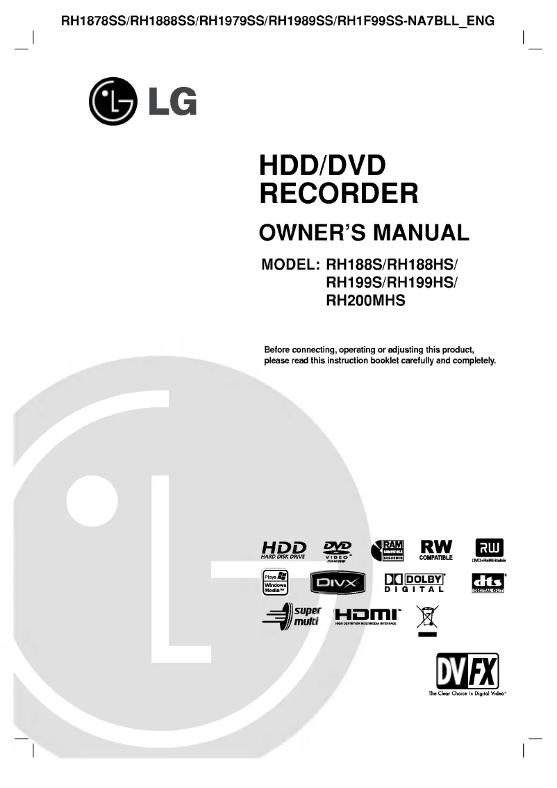 Page n°1 - Manuel utilisateur LG RH199HS