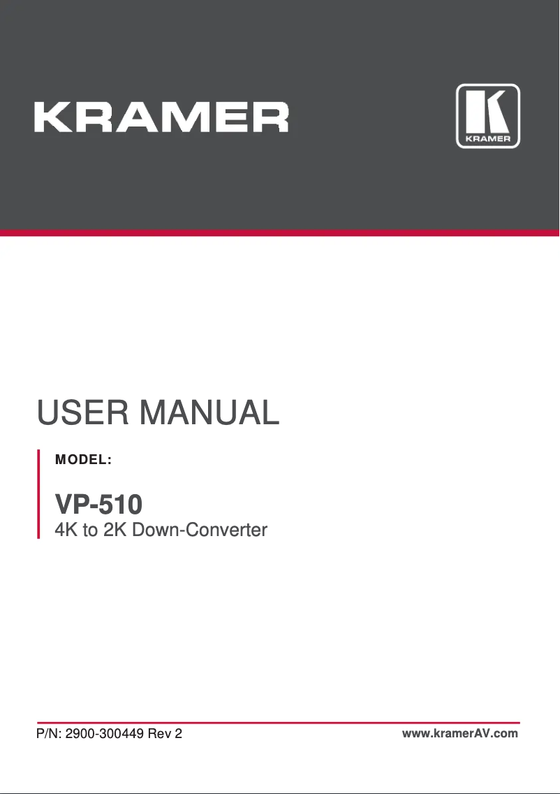 Page n°1 - Manuel utilisateur Kramer VP-510