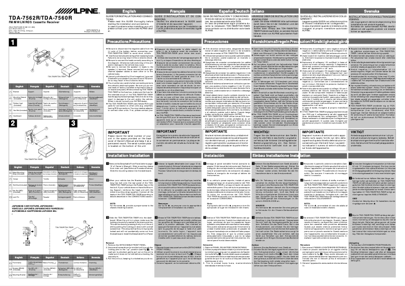 Page 1 de la notice Manuel utilisateur Alpine TDA-7560R