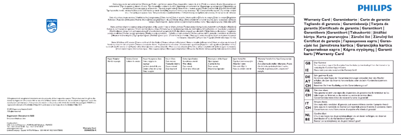 Page 1 de la notice Informations de garantie Philips PicoPix PPX1230