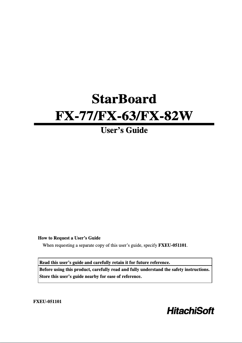 Page 1 de la notice Manuel utilisateur Hitachi FX-77