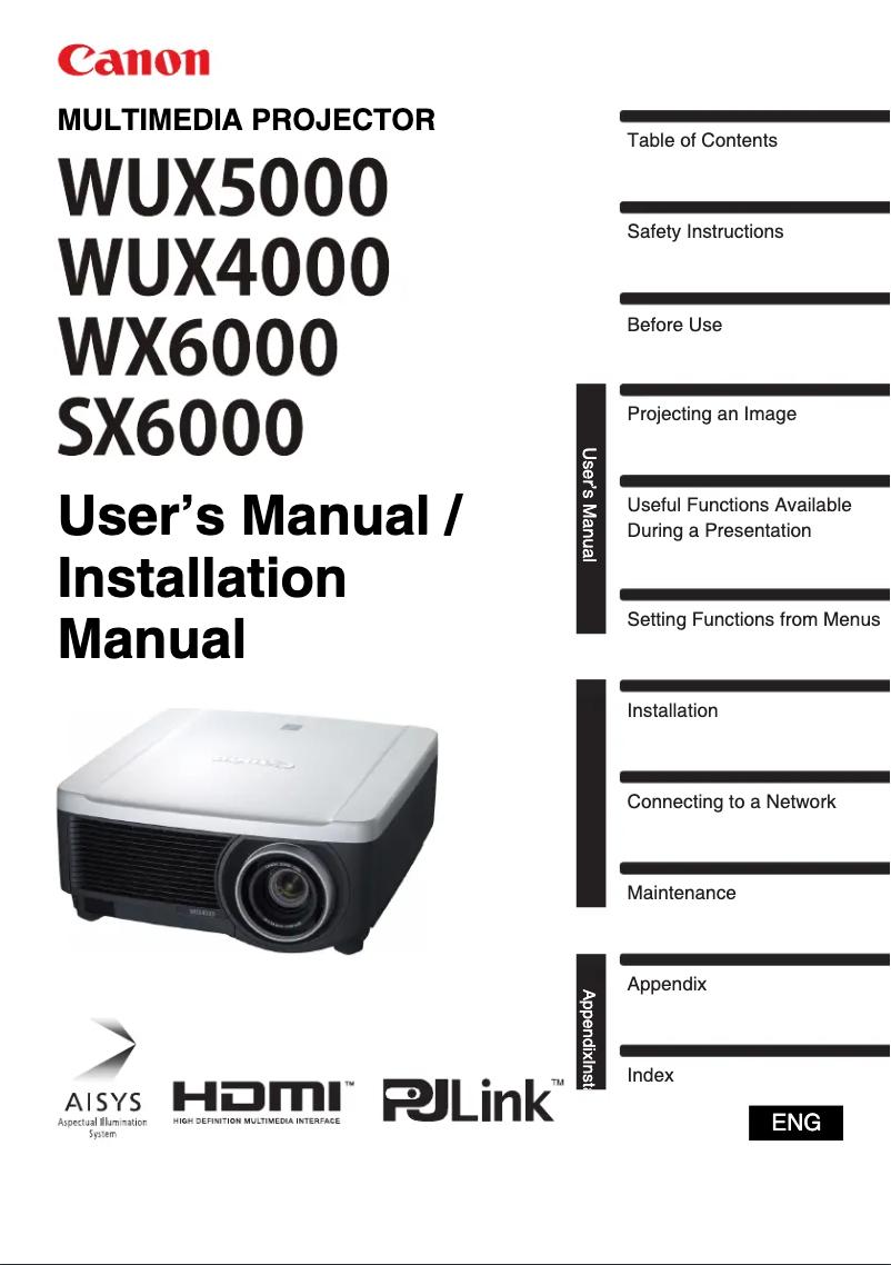 Page 1 de la notice Manuel utilisateur Canon XEED WUX5000