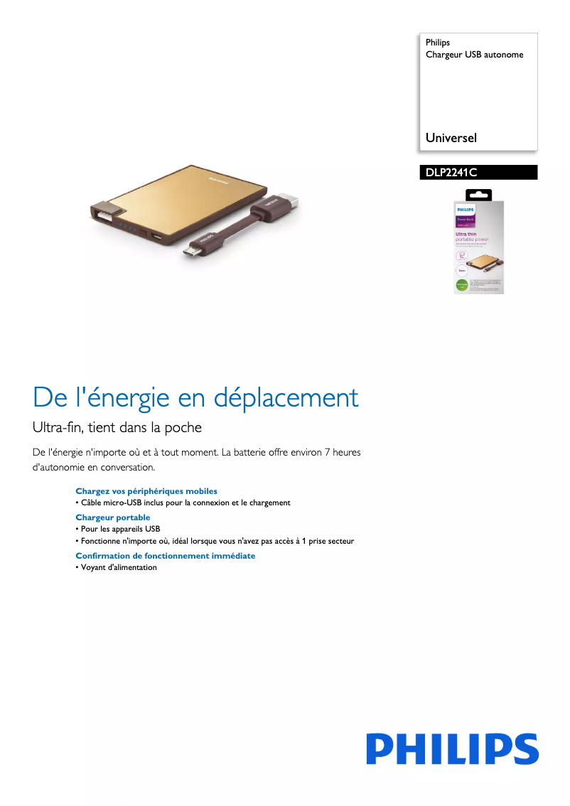 Page n°1 - Fiche technique Philips DLP2241C