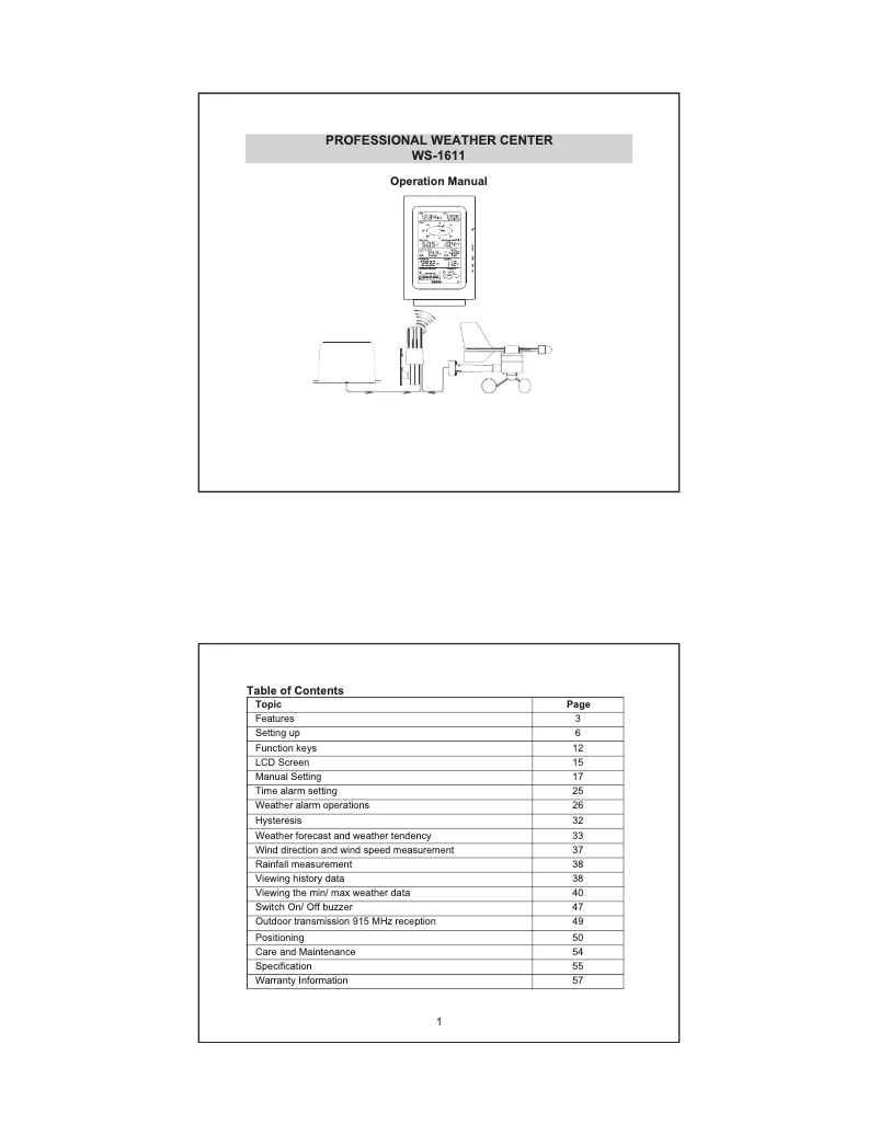 Página 1 del manual Manual de usuario La Crosse Technology WS-1611TWC-IT