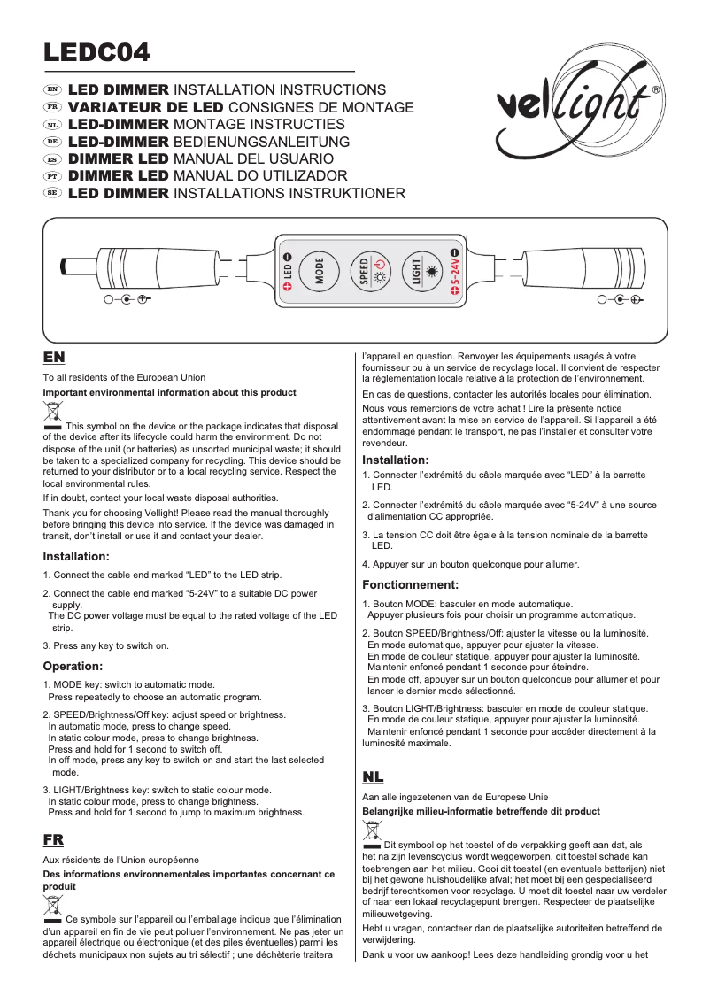 Image de la première page du manuel de l'appareil LEDC04