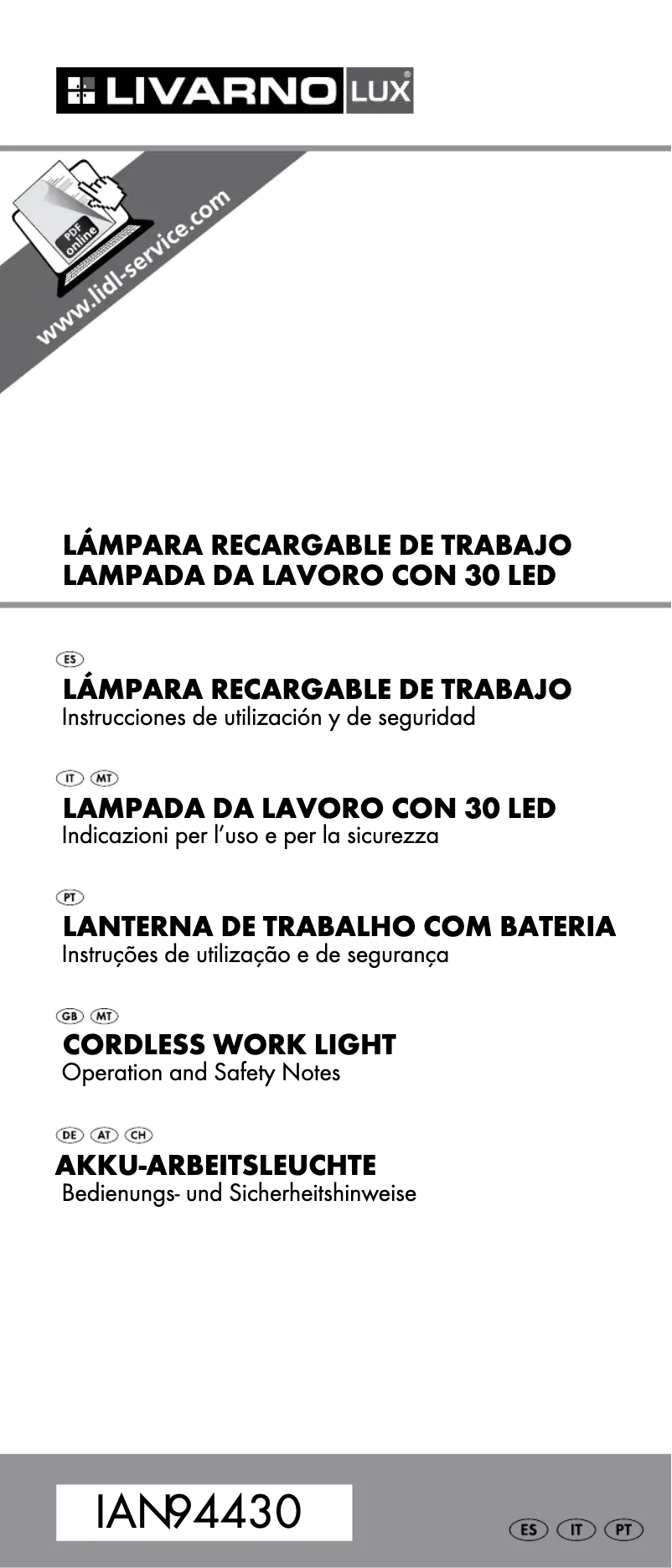 Page 1 de la notice Manuel utilisateur Livarno Lux Z31346