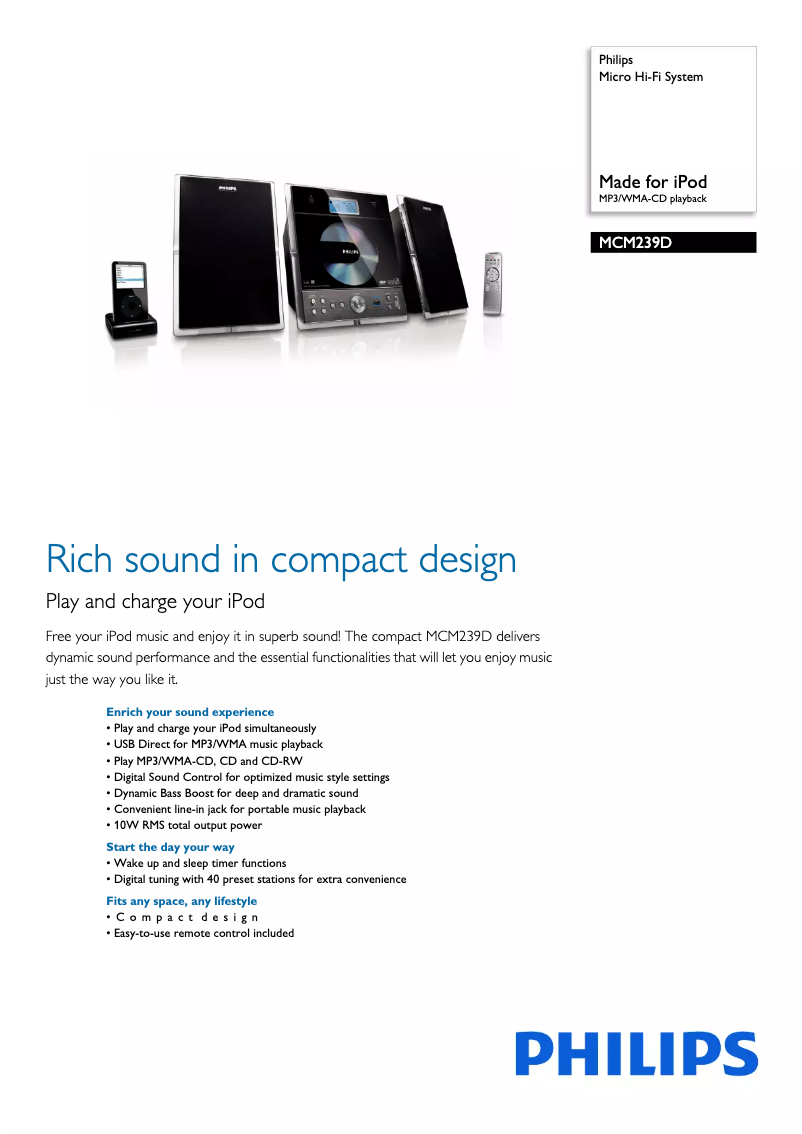 Image de la première page du manuel de l'appareil MCM239D