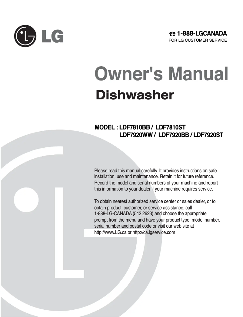 Page 1 de la notice Manuel utilisateur LG LD-6105BB