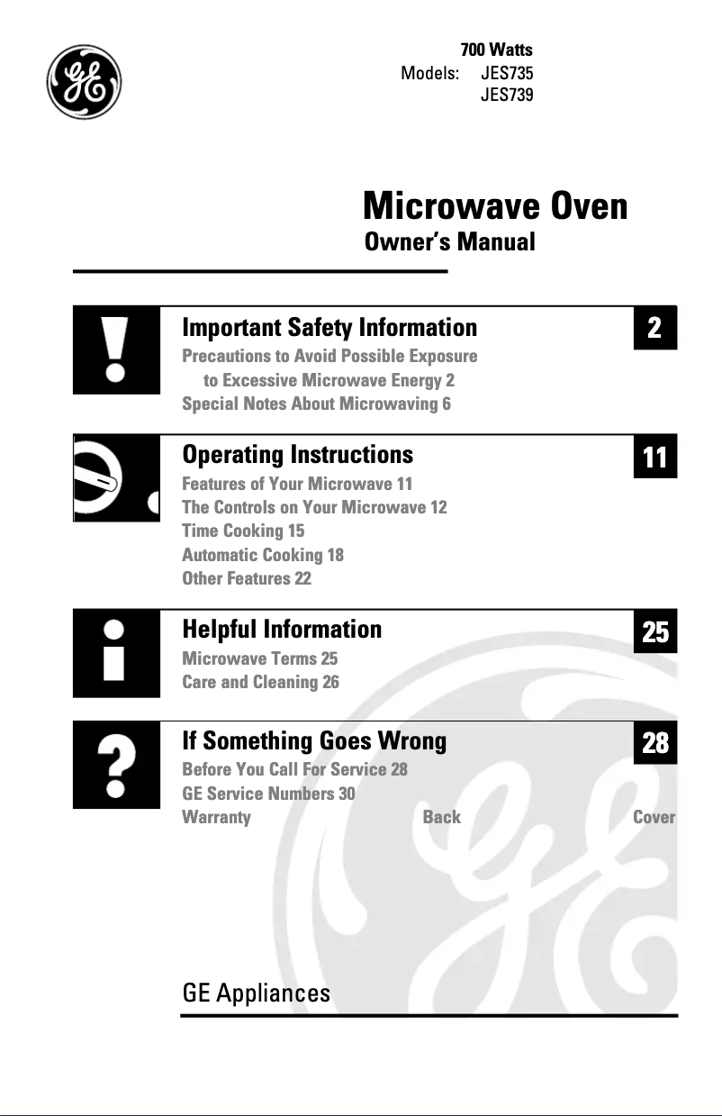 Page 1 de la notice Manuel utilisateur GE JES735BF