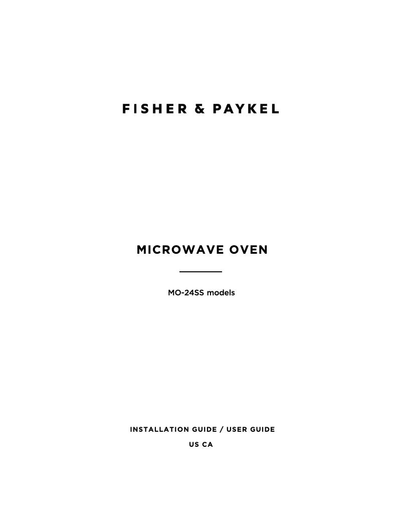Page n°1 - Guide d'installation Fisher & Paykel MO-24SS-3Y