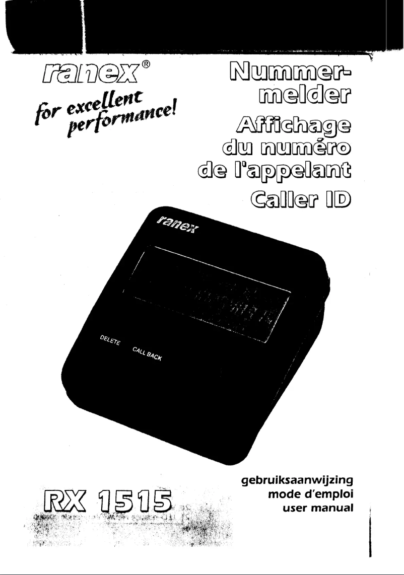 Page 1 de la notice Manuel utilisateur Ranex RX 1515