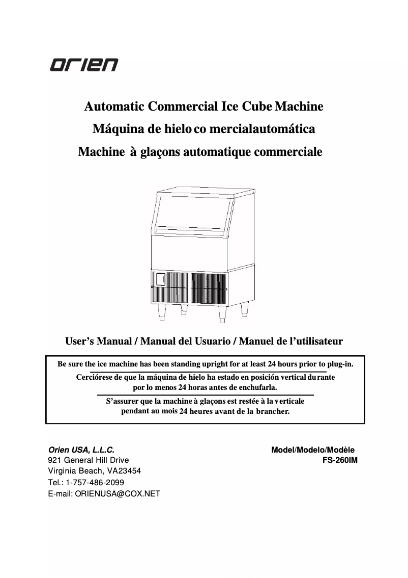 Page 1 de la notice Manuel utilisateur Orien FS-260IM