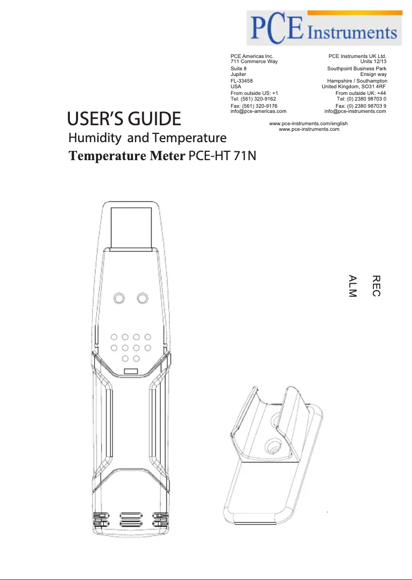 Page 1 de la notice Manuel utilisateur PCE Instruments PCE-HT 71N