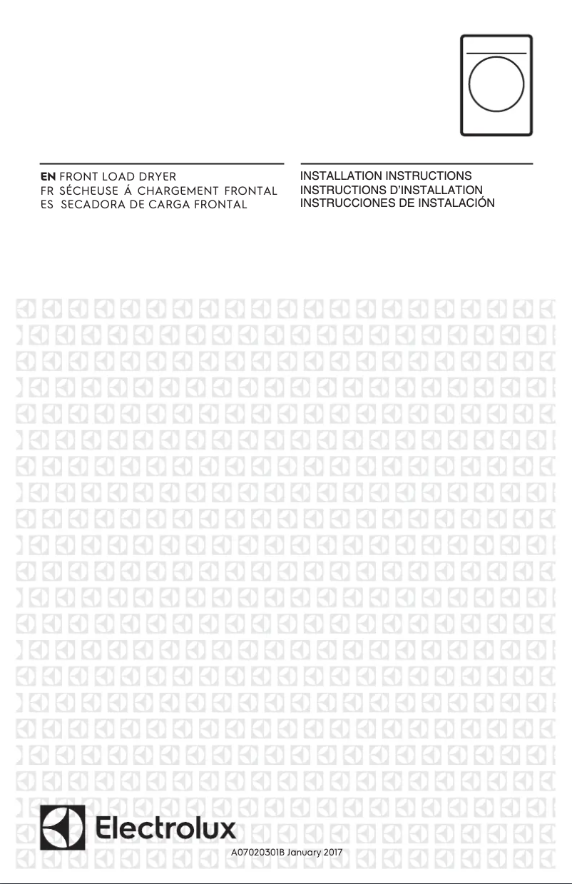 Page 1 de la notice Guide d'installation Electrolux EFDE317TIW