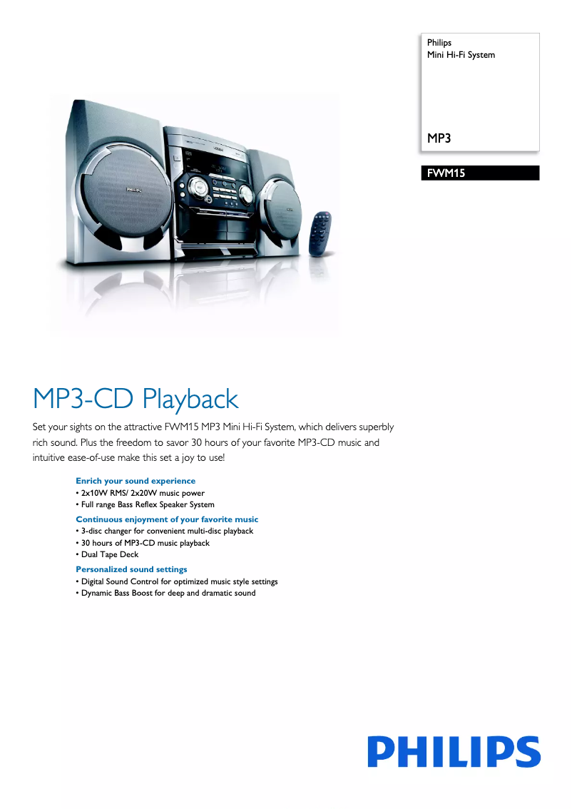 Página 1 del manual Folleto Philips FWM15