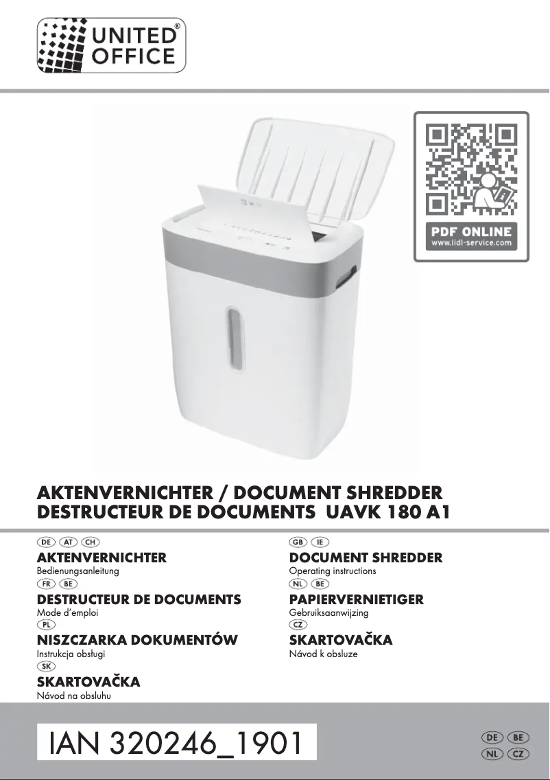 Image de la première page du manuel de l'appareil UAVK 180 A1