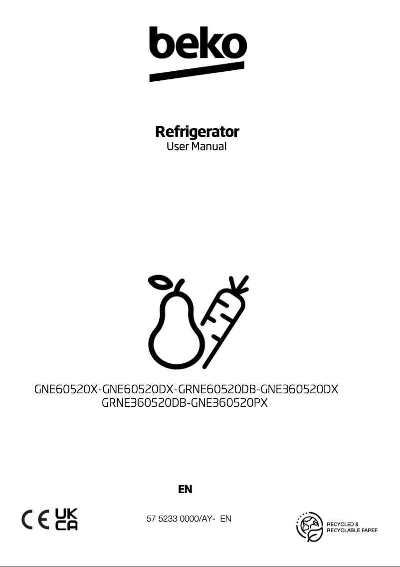 Page 1 de la notice Manuel utilisateur Beko GNE360520DX