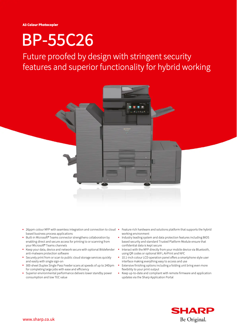 Page 1 de la notice Fiche technique Sharp BP-55C26