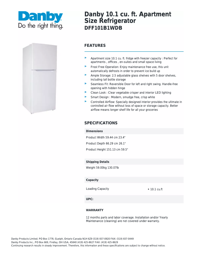 Image de la première page du manuel de l'appareil DFF101B1WDB