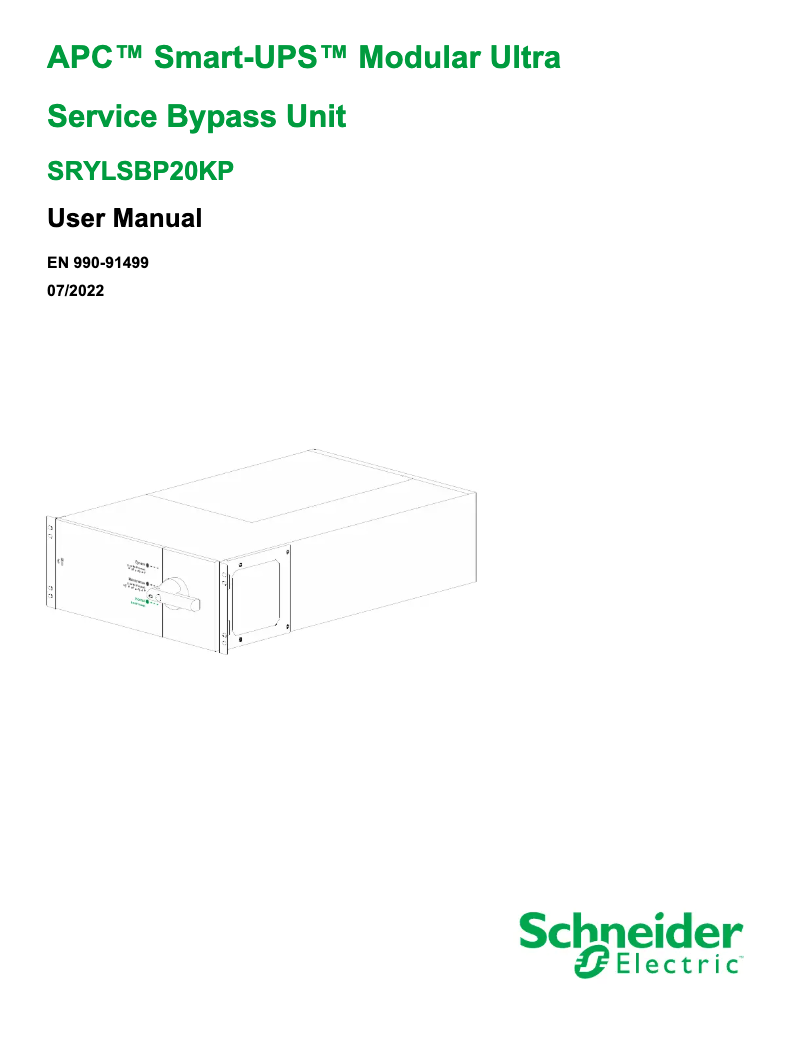 Image de la première page du manuel de l'appareil Smart-UPS Modular Ultra Accessories SRYLSBP20KP