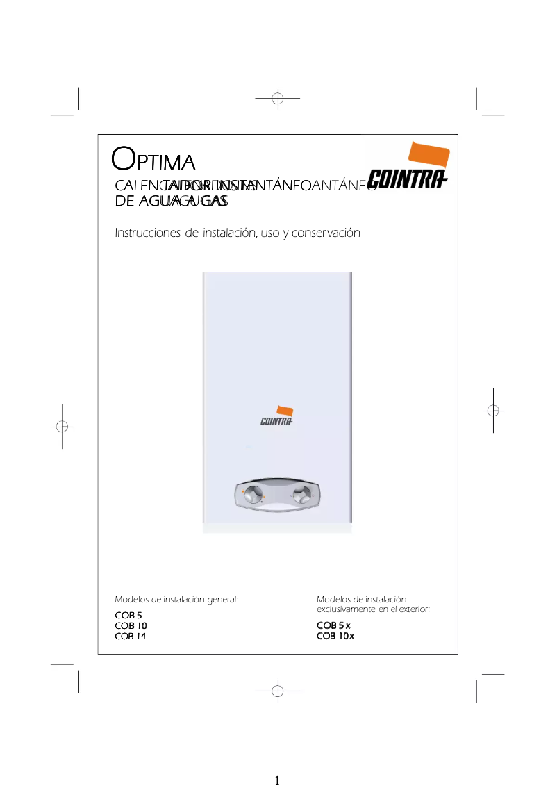 Página 1 del manual Manual de usuario Cointra Optima 10L