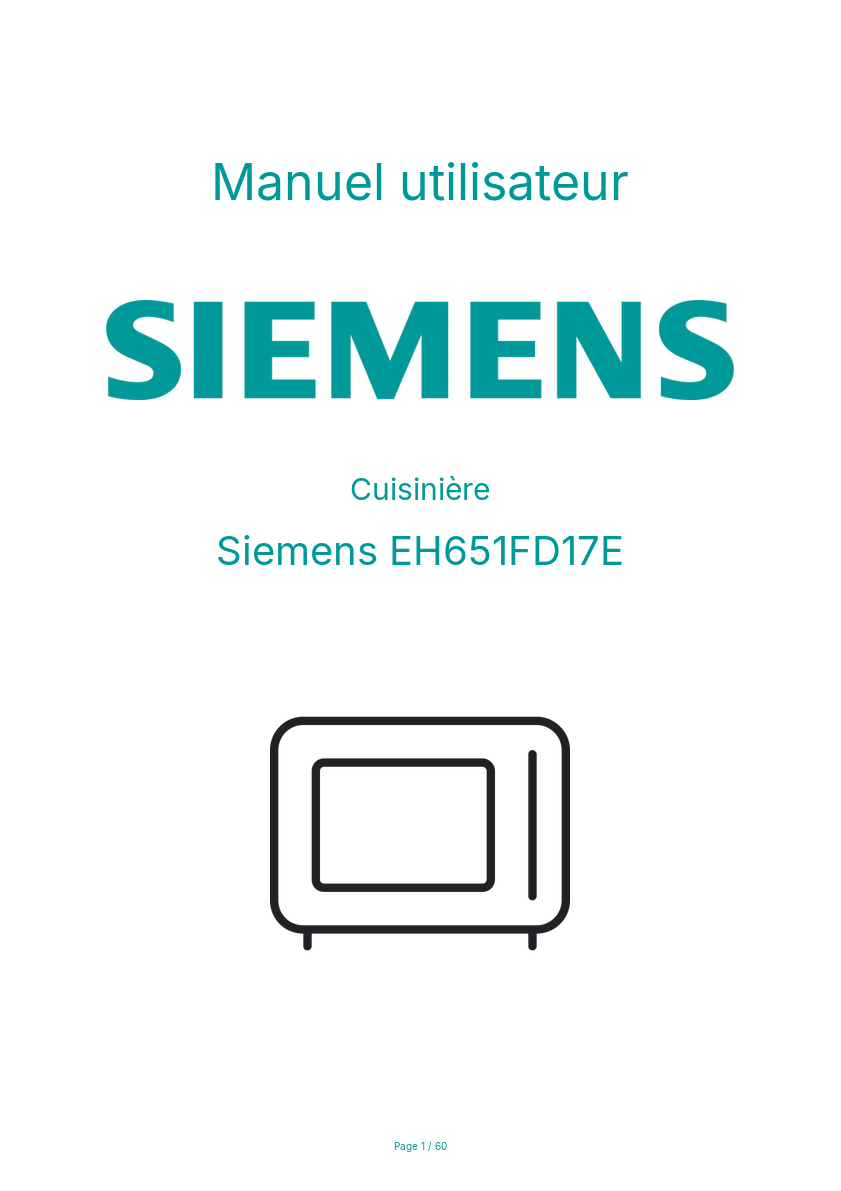 Page n°1 - Manuel utilisateur Siemens EH651FD17E