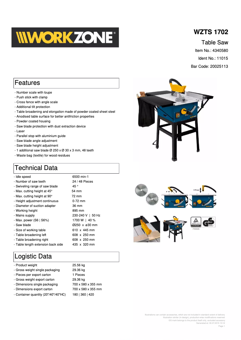 Image de la première page du manuel de l'appareil WZTS 1702