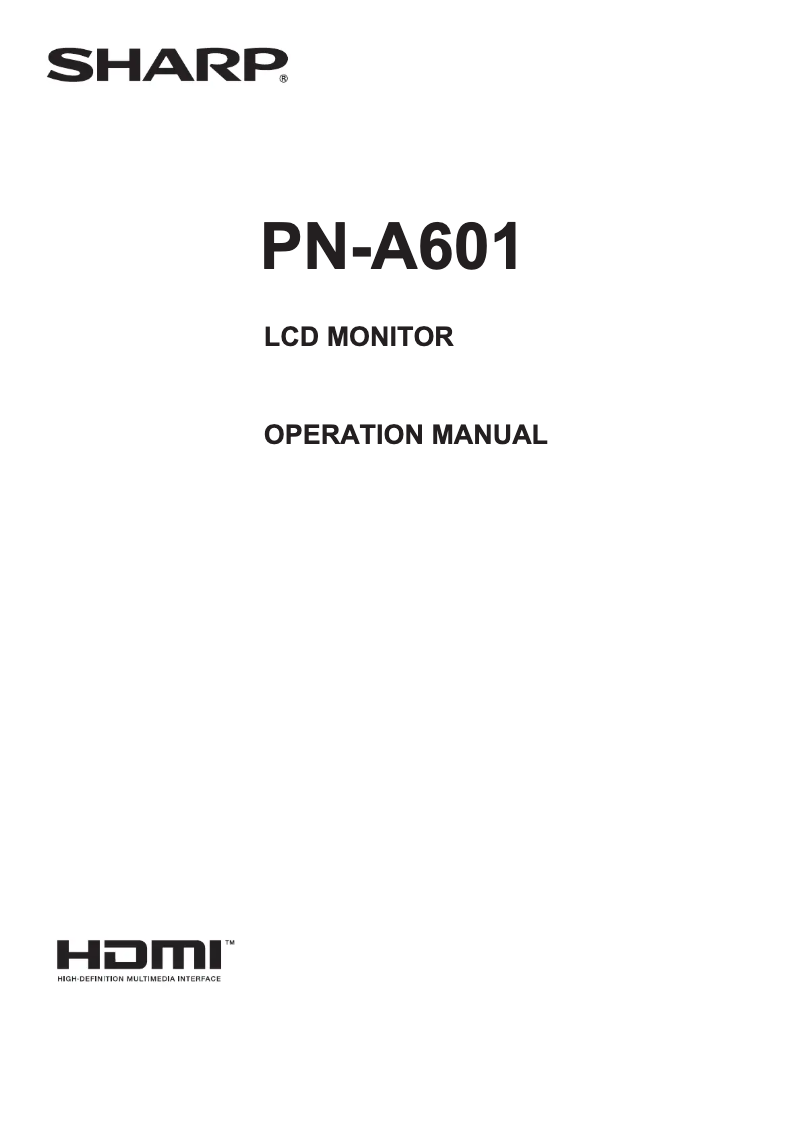 Page n°1 - Manuel utilisateur Sharp PN-A601