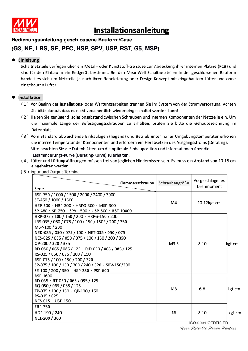 Page 1 de la notice Manuel utilisateur Mean Well RS-25-5