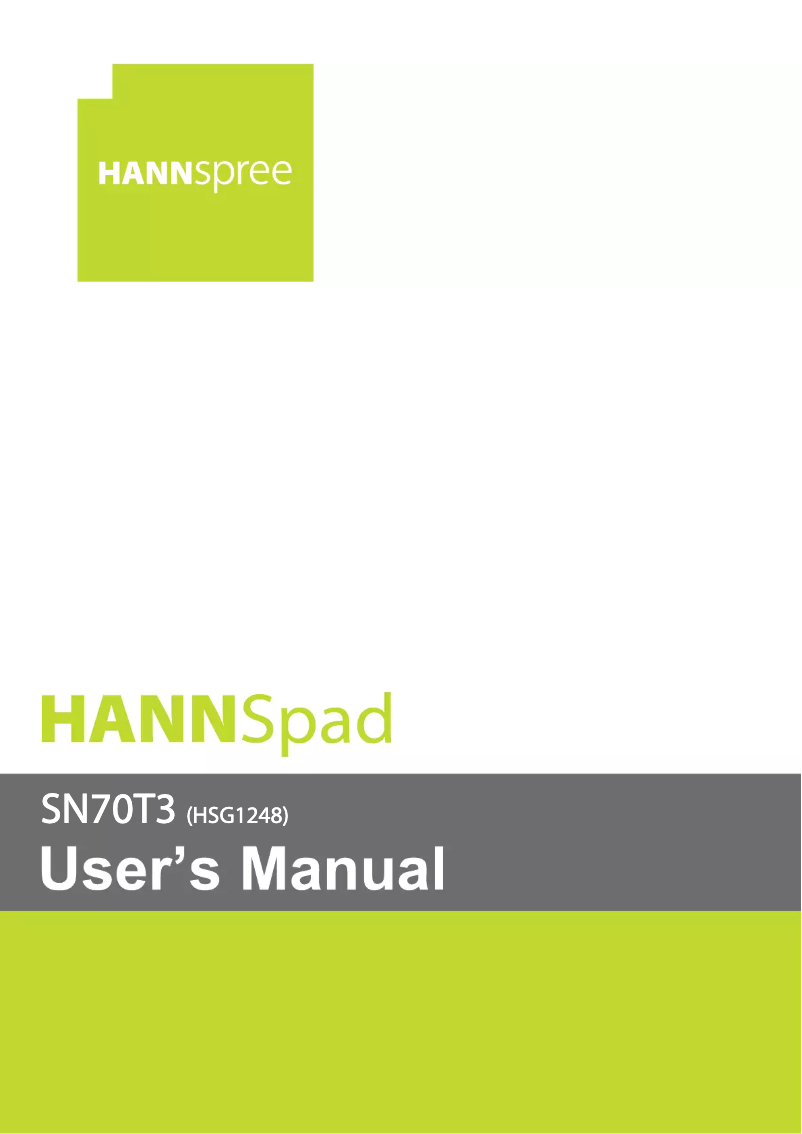 Page 1 de la notice Manuel utilisateur Hannspree SN70T3