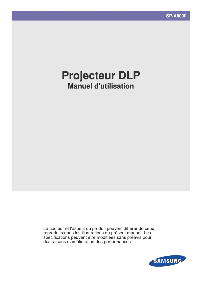 Image de la première page du manuel de l'appareil SP-A8000