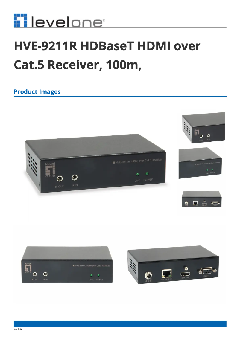 Page 1 de la notice Fiche technique LevelOne HVE-9211R