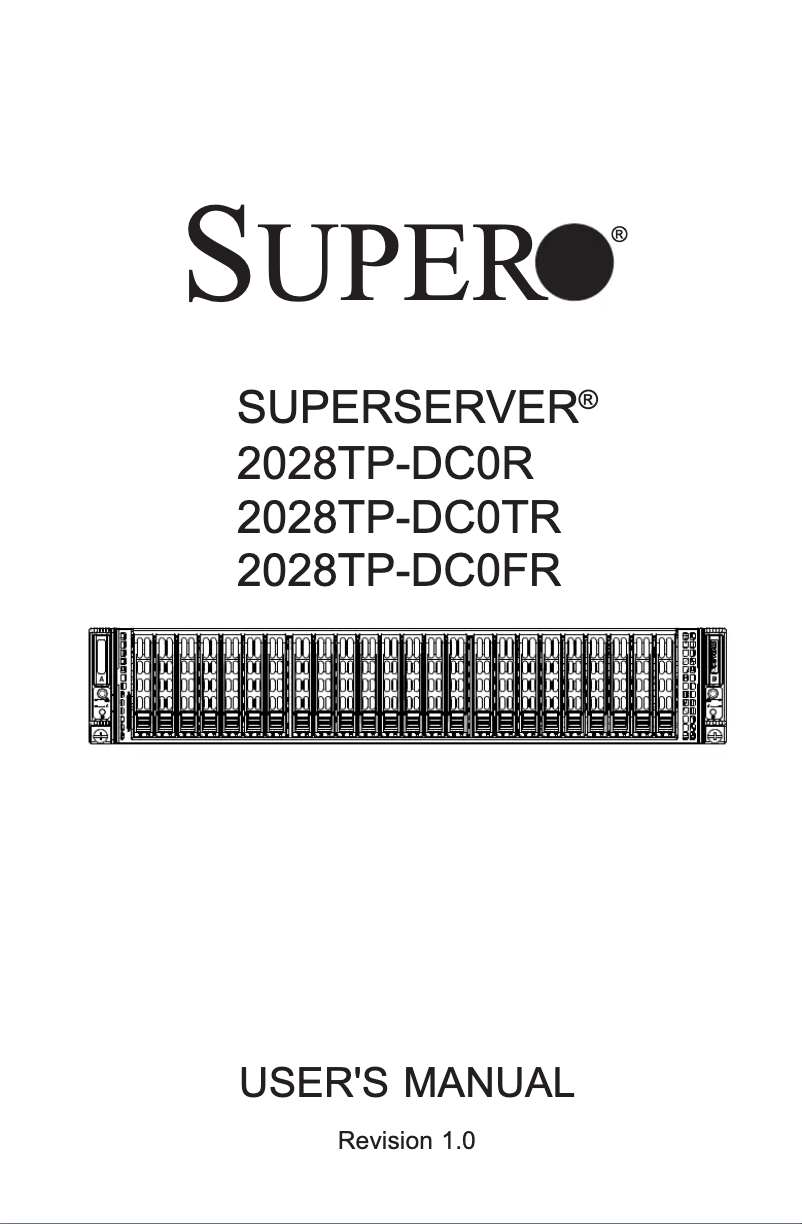 Page 1 de la notice Manuel utilisateur Supermicro SuperServer 2028TP-DC0FR