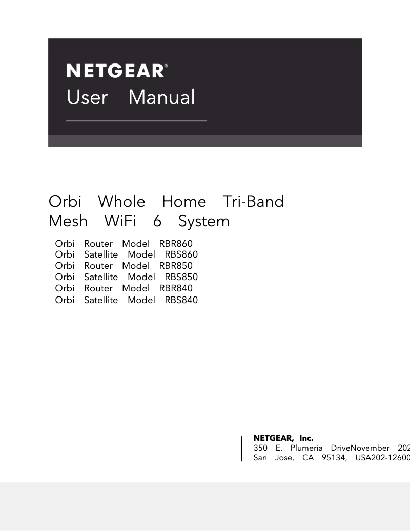 Page n°1 - Manuel utilisateur Netgear Orbi RBK864S