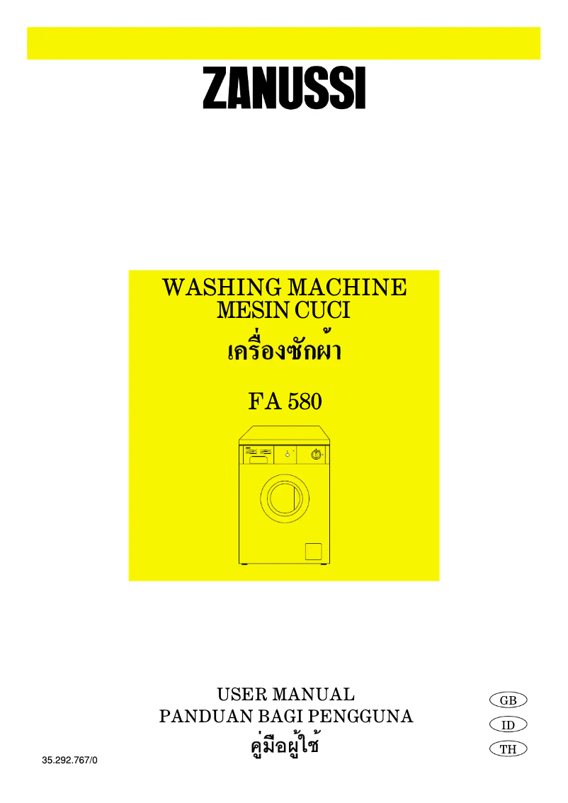 Page n°1 - Manuel utilisateur Zanussi FA 580