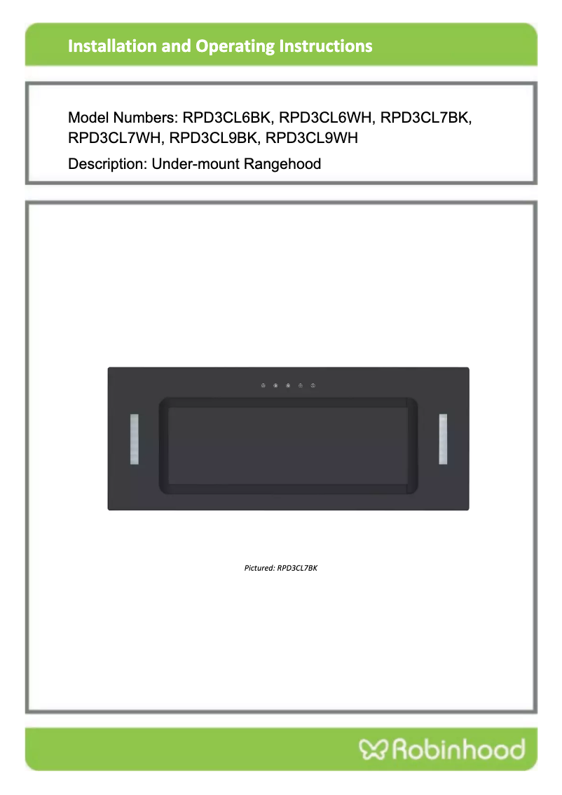 Page 1 de la notice Manuel utilisateur Robinhood RPD3CL6